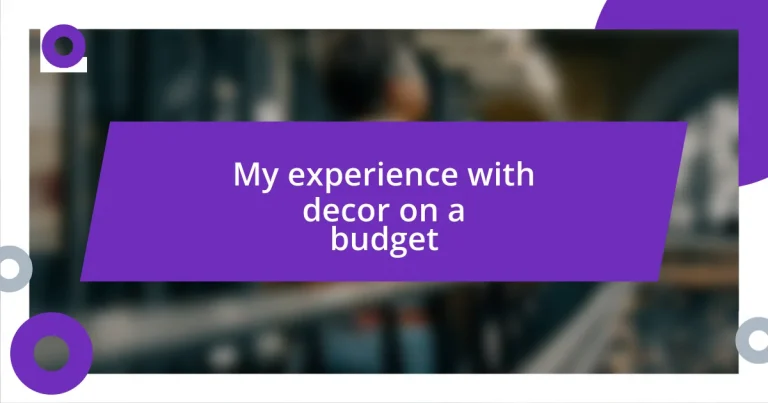 My experience with decor on a budget